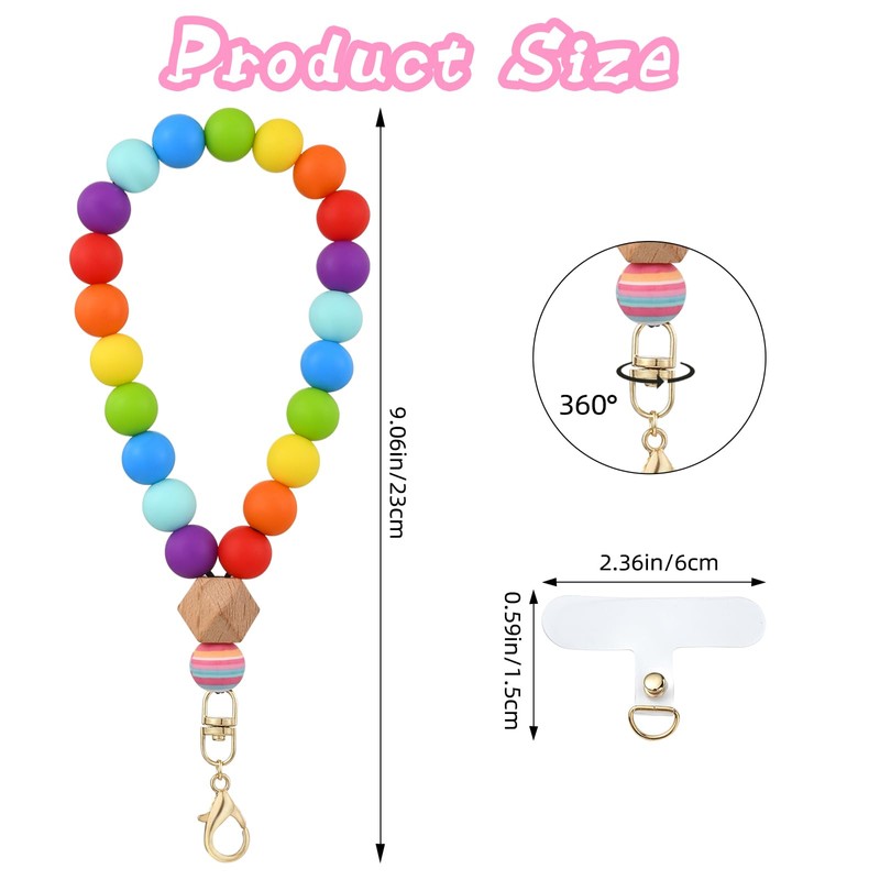 LEGENTLISUR Rainbow Silicone Beaded Phone Wrist Strap Cellphone Wristlet Lanyard