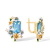 Santuzza 925 Sterling Silver Daisy Butterfly Earrings Blue Glass Enamel