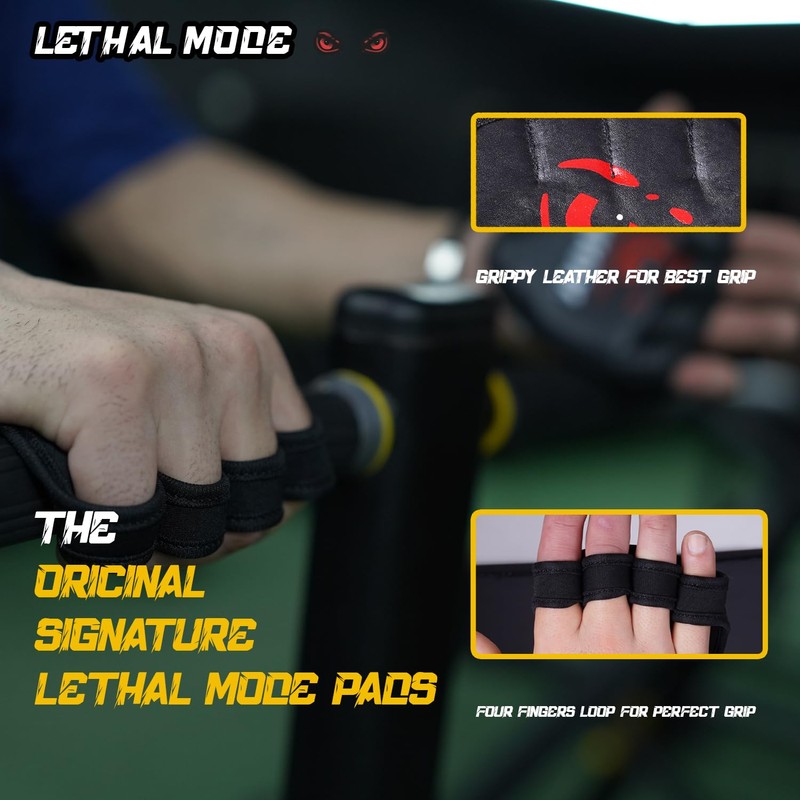 LETHAL MODE Leather Gym Grips – Leather Palm for Weight