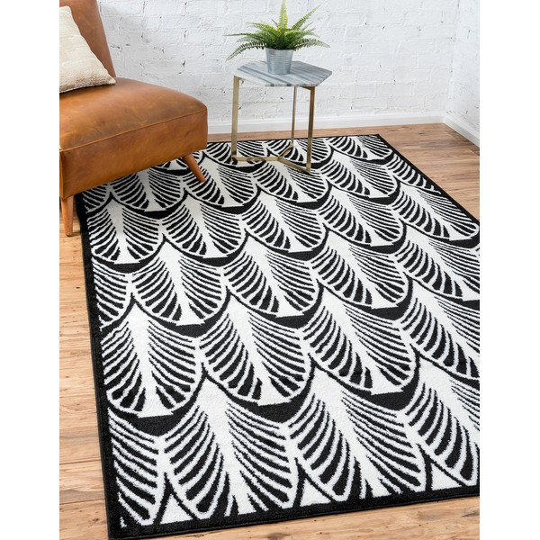 Unique Loom Metro Collection Modern Geometric Coastal Black Area Rug