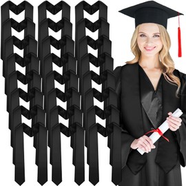 Geyoga 24 Pieces Unisex Graduation Stole Plain Graduation Sash Honor Stole for Students, 70 Inches(Black)