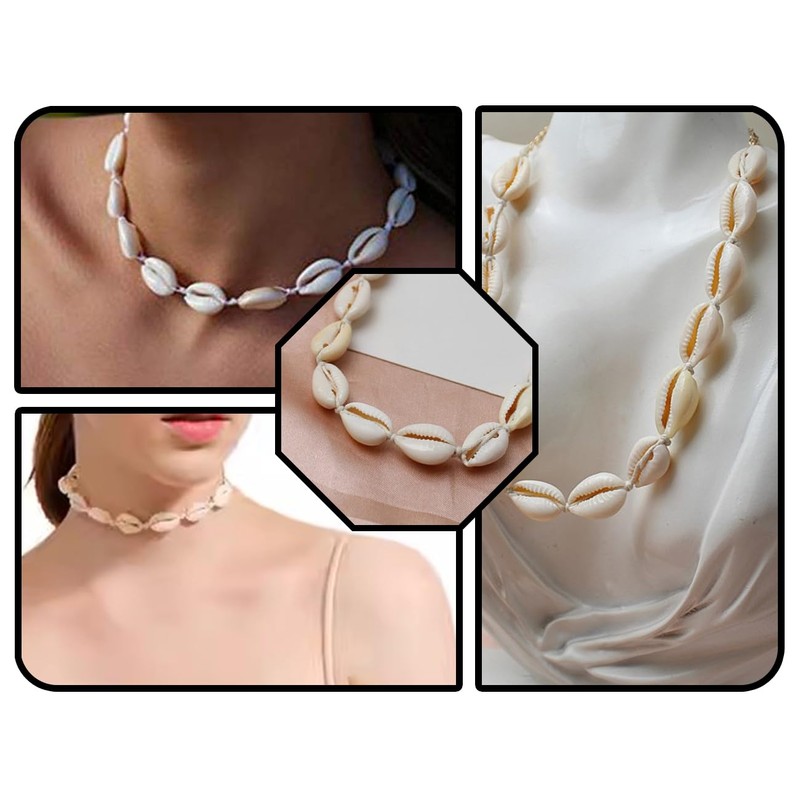 KAPSING Set of 2 Shell Necklace Bracelets Set, 1 Choker