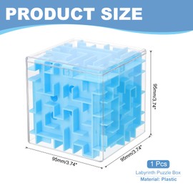 YOKIVE 1 Pcs Labyrinth Puzzle Box, Puzzle Cube Funny Labyrinth Game Puzzle Box Mind Teasers Leisure Toys, Great for Teens and Adults Birthday Gifts Party Favors (Blue, 3.74-Inch)
