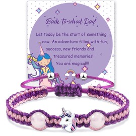 QianSiLi Starting School Gifts Back To School Bracelet,Cute Unicorn Charm Bracelets For Womens First Day Of School Gift For Girl (Back to School)