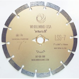 WHIRLWIND USA LSS 7 Inch Diamond Blade,Dry or Wet Cutting Hot Pressing Process Saw Blades Broadened Cutter Head, for Concrete Stone Brick Masonry (7")