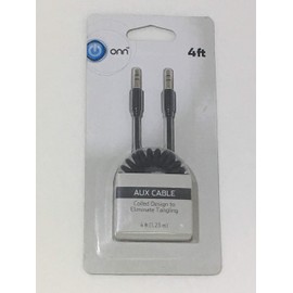 ONN Aux Cable Coiled Design to Eliminate Tangling 4 Ft Black Music Player Car Stereo Phone Aux Cable Coiled Design to Eliminate Tangling 4 Ft Black Music Player Car Stereo Phone