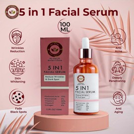 Face Serum 5-in-1 Anti-Aging Solution, Vitamin C, Hyaluronic Acid, and Vitamin E for Dark Spots, Even Skin Tone, Fine Lines, Wrinkles, and Eye Area Brightening, 100ml - My Vital Keep Healthy