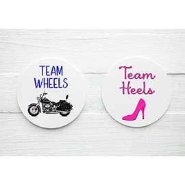 Heels or Wheels Themed Team Wheels Team Heels Gender Reveal Baby Shower Party Favor Labels, Round 1.5" (30 stickers), 2.0" (20 stickers) or 2.5" (12 stickers) per page, HOW027, LABELS ONLY :)