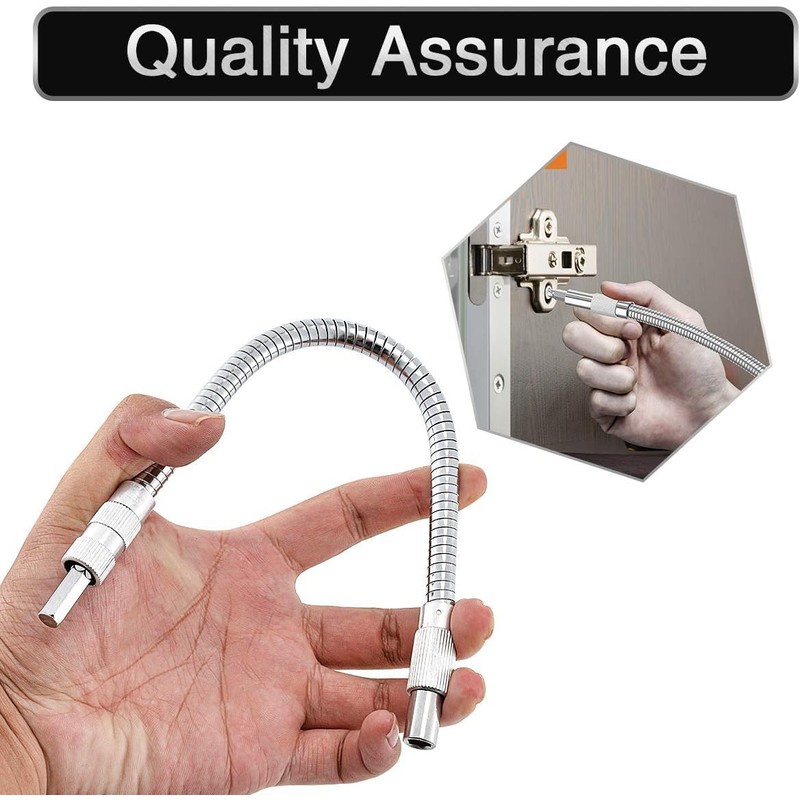 HOHXEN 3-Piece 30CM Flexible Socket Extension Bar Set, 1/4" Drive,