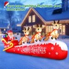 FunFanso 12FT Christmas Inflatable Santa Claus on Sleigh with 3