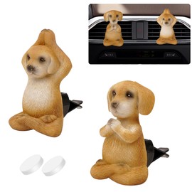 Colomix Car Vent Clip Air Freshener, Car Scents Diffuser, Cute Car Decorations Accessories, Automotive Air Fresheners for Cars, 2 Pieces- Funny Yoga Dog Design, Scented Tabs Included