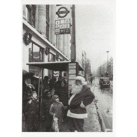 Father Christmas and No 6 Bus - a 17.5 x 12.5cm Christmas Card from Holy Mackerel's Alternative Image Range of Festive Designs.