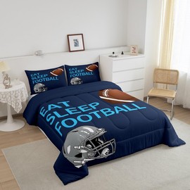 Feelyou Football Comforter Set for Kids Boys Girls Rugby Sports Games Comforter Full Size Football Player Bedding Set Bedroom Decor Football Gift Quilt Set Bedding Collection 3Pcs
