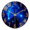 Lafocuse 12 Inch Silent Non Ticking Glass Blue Wall Clock