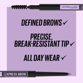 MAYBELLINE Maybelline Express Brow Ultra Slim Eyebrow Makeup, Brow Pencil with Precision Tip and Spoolie for Defined Eyebrows, Soft Brown, 1 Count