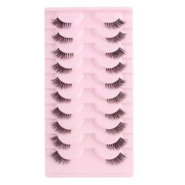 Glowing Win Half Eyelashes, 10 Pairs of Artificial Eyelashes, Natural False Eyelashes, Cat Eye Lashes, Transparent Band, Natural 3D Half Lashes, Cateye Fake Eyelashes, Cat Eye False Eyelashes