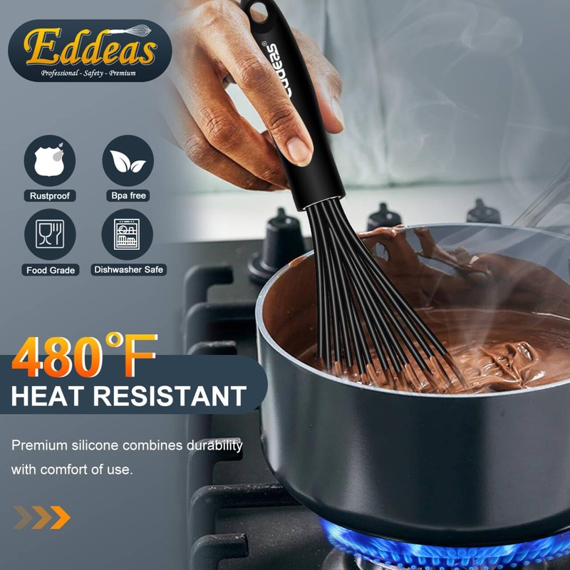 Eddeas Whisk,Silicone Whisks for Cooking non Scratch Protect your ceramics