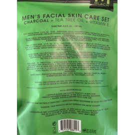 M BLACK 3 Sets ~ M BLACK Men's Facial Skin Care Charcoal Tea Tree Oil Vitamin E- NEW.