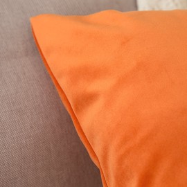 MIULEE Velvet Soft Decorative Square Throw Pillow Case Cushion Covers Luxury Pillowcases for Livingroom Sofa Bedroom with Invisible Zipper 30cm x 50cm 12x20 Inch 1 Piece Orange