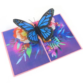 Butterfly Pop Up 3D Card, Impressive Butterfly and Flower Card for Birthday Card Woman, Wedding Card, Thank You, Happy Wedding Card