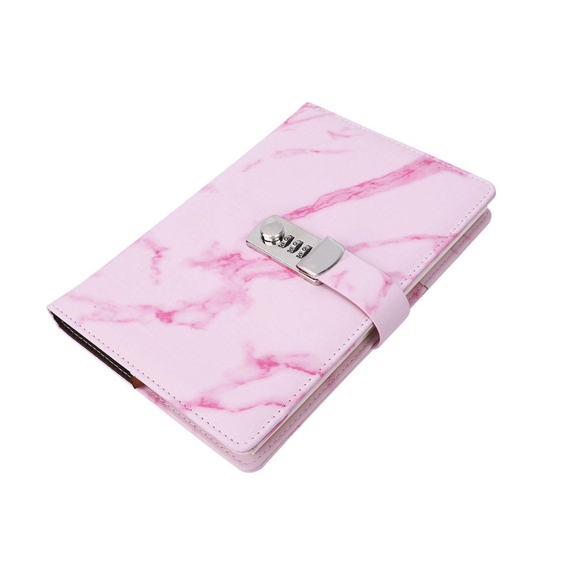 A5 Note Book PU Leather Cover Password Lock Notepad Diary