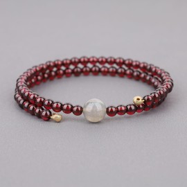 COAI Women's 0.2 inch (4 mm) Garnet January Birthstone Labradorite, Success Achievement, Lucky Amulet Power Stone Bracelet, Bangle, garnet Carbon Steel, Garnet