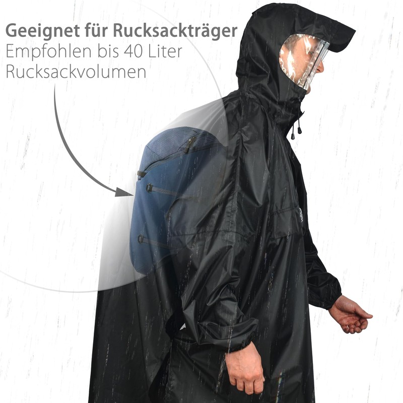 Outdoro Rain poncho with sleeves - with navigation window in