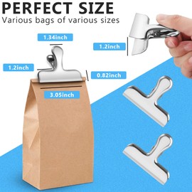 FINDMAG Chip Clip, 8 Pack Stainless Steel Bag Clips, Cute and Heavy Duty Snack Clips for Chip Bags, Food Packages, Fridge, Kitchen Storage and Food Organization