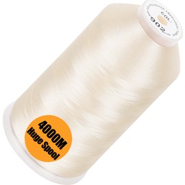 New brothread - Single Huge Spool 4000M Each Polyester Embroidery Machine Thread 40WT for Commercial and Domestic Machines - Ivory