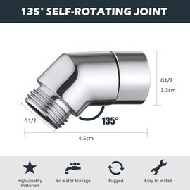 Bestgle 2 Packs Shower Head Angle Adapter, 135 Degree Shower Arm Elbow Adapter Connector for Hand Showers and Wall-Mounted Showers