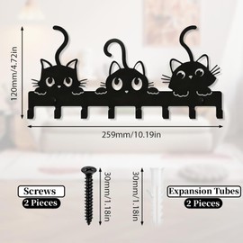 Rayakt Metal Key Holder with 8 Hooks, Featuring a Black cat-Shaped Key Rack, Wall-Mounted Key Hook Suitable for Kitchens, bedrooms, Living Rooms, bathrooms, and entryways