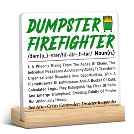 Dumpster Fire Decor - Funny Office Desk Accessories - Gifts for Women Men Coworkers - Dumpster Firefighter Definition Acrylic Sign Desk Plaque Home Office Cubicle Decor