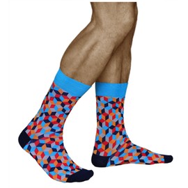 vitsocks Mens Womens Geometric Design Funky Novelty Socks, Soft Breathable Cotton, Unisex Sizes, diamonds: multicoloured, 6-9