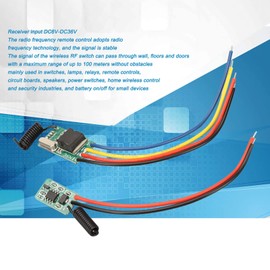 RF Remote Control Switch Kit, Including DC6V to 36V Receiver and DC5V to 24V Transmitter Mini RF Switch Contactless Small PCB Board 433MHz for Wall Floors Doors