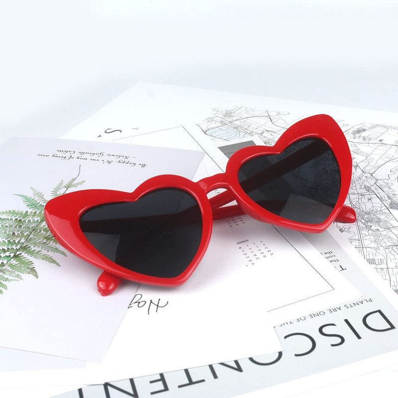 YooThink Heart Shaped Sunglasses for Women,Vintage Cat Eye Mod Style