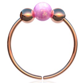 Rose Gold Cartilage Earring – 14K Rose Gold Filled 20G 8mm Hoop 3mm Pink Opal – Cute Dainty Jewelry Piercing Gift For Your Loved One