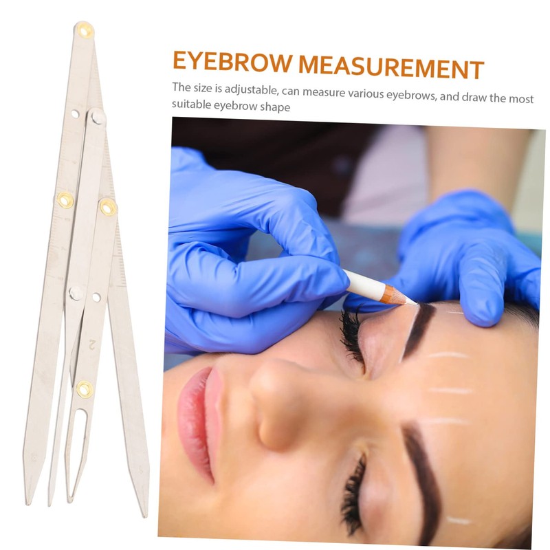 Healvian 3pcs Sliding Stainless Steel Eyebrow Ruler Three-point Measurement Tool