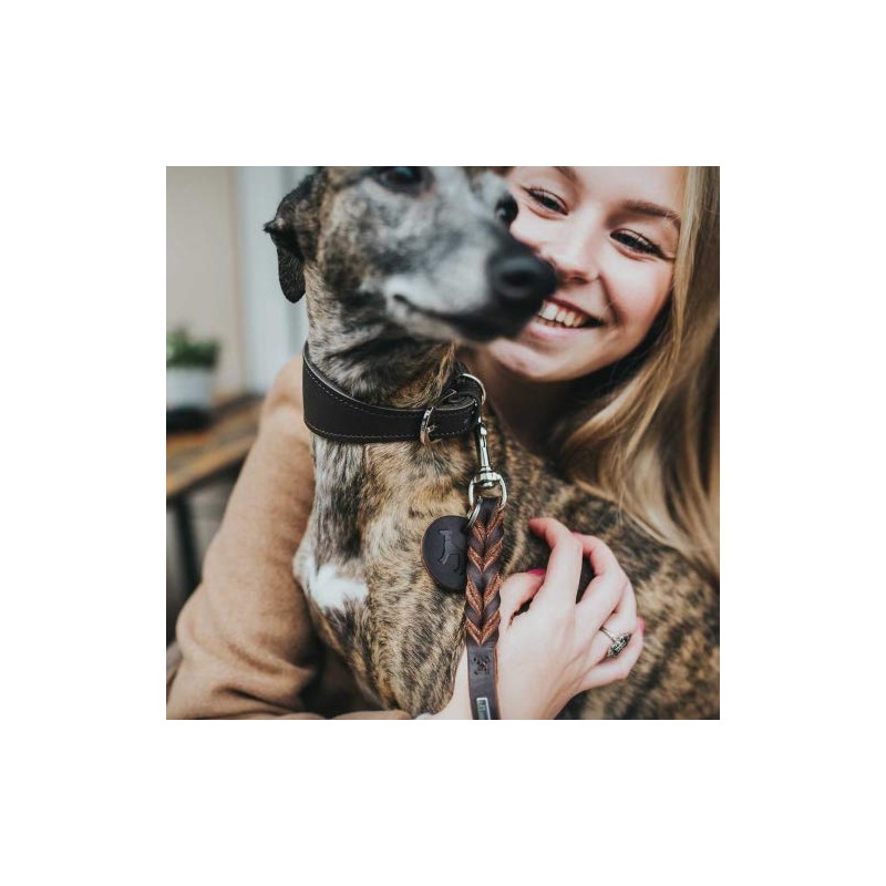 HUNTER Leash Solid Education, 16/100 Soft genuine cow leather, dark