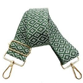 Adjustable 5 cm Bag Straps Wide, Shoulder Strap for Bag, Bag Straps for Changing, Golden Carabiner Shoulder Strap, Shoulder Strap for Women Handbags, Crossbody DIY Accessories (White/Green)