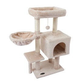 FISH&NAP Cute Cat Tree Kitten Cat Tower for Indoor Cat Condo Sisal Scratching Posts with Jump Platform Cat Furniture Activity Center Play House Beige
