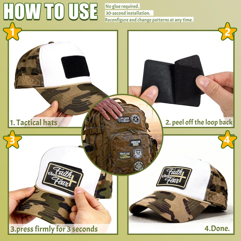 Meneng Christian Embroidered Tactical Patches: 8PCS Military Hook and Loop