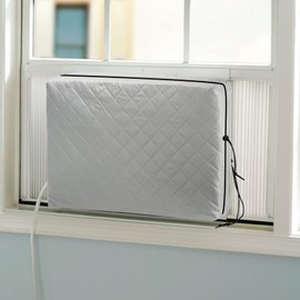 Indoor Air Conditioner Cover AC Unit Window Cover for Inside Double Insulation with Elastic Drawstring 25.5L x 17.5H x 3.5D inches Grey