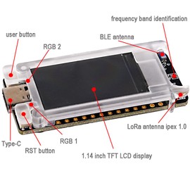 DIYmalls 868MHz LoRa Mesh Node T114 V2 Development Board nRF52840 w/1.14" inch TFT LCD Display + 868 MHz Antenna LoRa for Arduino Meshtastic LoRaWAN