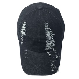 Kangqifen Unisex Vintage Distressed Denim Baseball Cap Outdoor Sports Casual Hat Adjustable Black