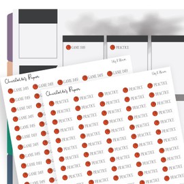 Micro Clear Practice and Game Day Stickers, .30" tall, Black Lettering, Modern Functional Planning Stickers (Basketball)