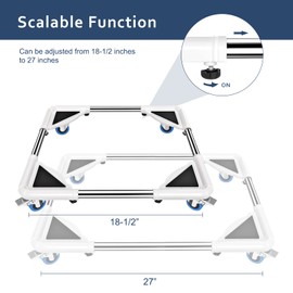 SPACECARE Mini Fridge Stand Furniture Dolly Mobile Roller with 4 Locking Wheels-Base Adjustable Refrigerator Washing Machine Stand Moving Cart- Appliance Dolly Cart Roller Pedestal- White
