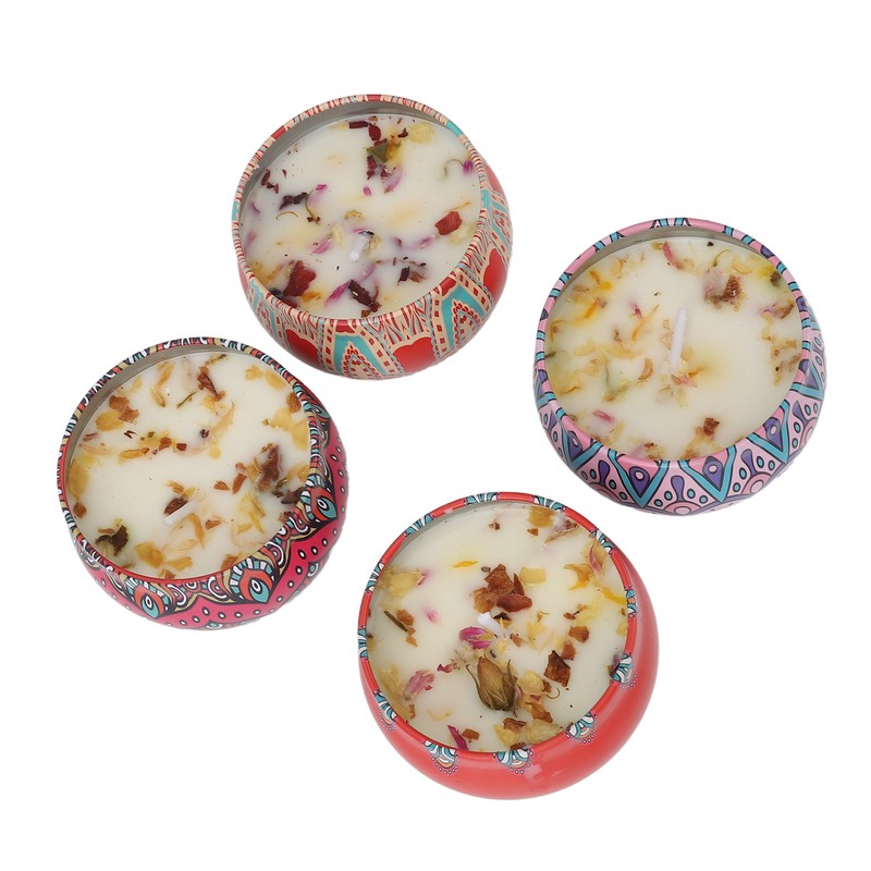 4pcs Dried Flower Aromatherapy Candle Set Long Lasting Aroma Scented