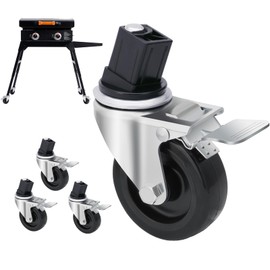 3 Inch Caster Wheels for Blackstone Griddle Stand, Wheels Kit with Brake, 360 Degree Silky Swivel, Griddle Accessories for Blackstone 22'' or 17'' Table Top Grill Stand, Set of 4 (Casters Only)