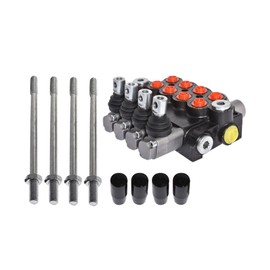 mitoharet 4 Spool Hydraulic Monoblock Double Acting Control Valve 11 GPM SAE Port 3625PSI Adjustable Relief Lever For Loaders Tractors Log Splitters