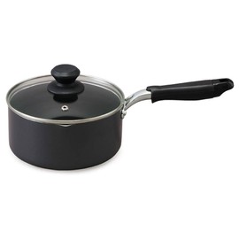 Iris Ohyama DIS-P18 Single Handled Pot, 7.1 inches (18 cm), Lid Included, Gas Fire/Induction Compatible, Glass Lid, Diamond Coated, Long Lasting, Non-Sticking, Easy Care, Black